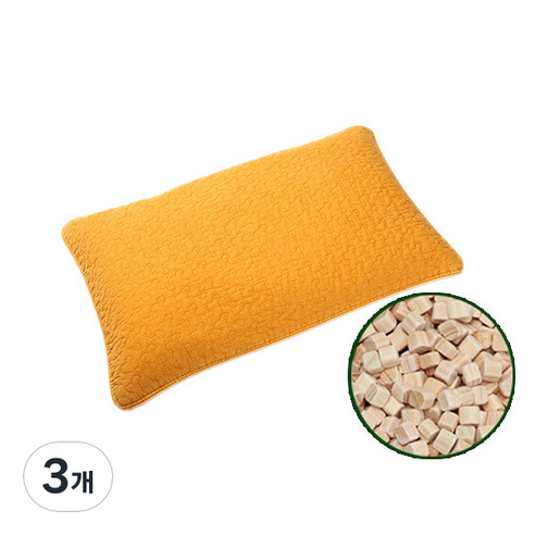 편백아트 큐브칩 순면 천연염색 편백 베이직 베개, 황토, 3개