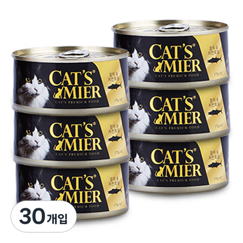 캣츠미어 전연령용 참치와 치킨토핑 고양이 습식사료, 닭+참치, 170g, 30개