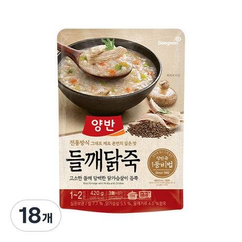 양반 들깨닭죽, 18개, 420g