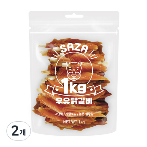 사자 강아지 대용량 실속형 간식 1kg, 2개, 우유닭갈비