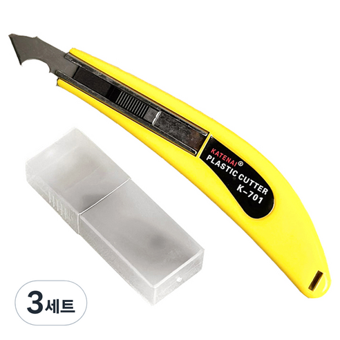 모나코올리브 아크릴 커터 컷팅 칼 + 기본칼날 3p + 추가칼날 10p 세트, 3세트, 노랑(칼)