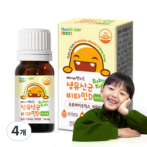 뉴트리디데이 베이비앤키즈 비타민D 이지드롭 생유산균, 10ml, 4개