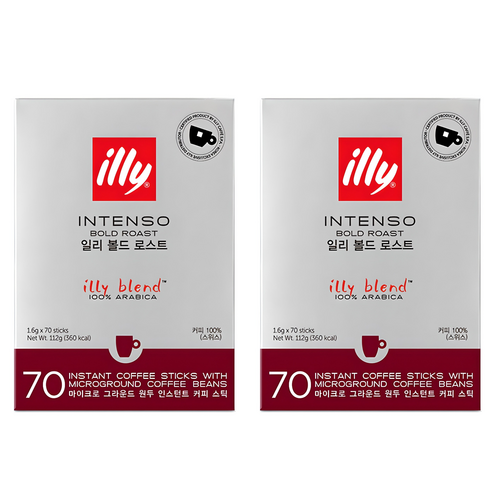 일리 인텐소 볼드 로스트 스틱 원두 커피 레귤러, 1.6g, 70개입, 2개
