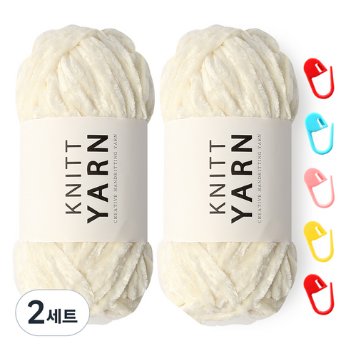 니뜨 허니 벨벳실 100g x 2p + 단수링 5p 세트, 아이보리 + 랜덤 발송, 2세트