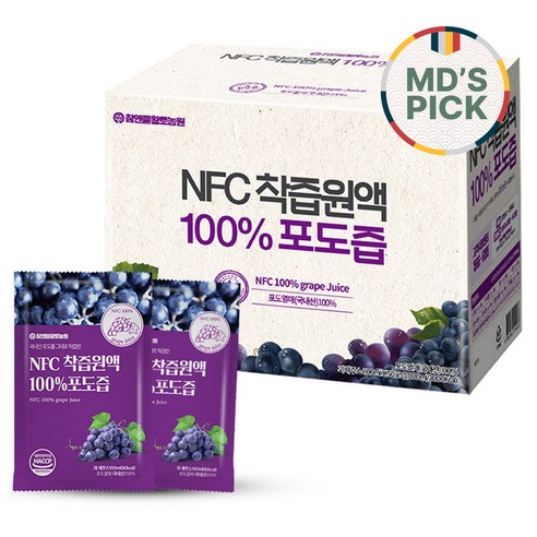 참앤들황토농원 NFC 착즙원액 포도즙 100ml x 50p, 1개, 5L 건강즙/음료