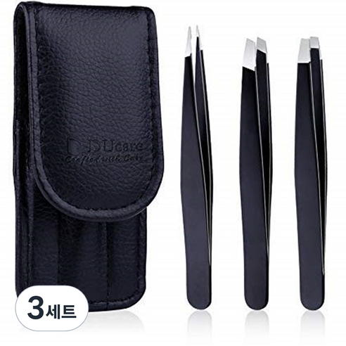 두케어 족집게 전문가용 3종 세트, 블랙, 3세트