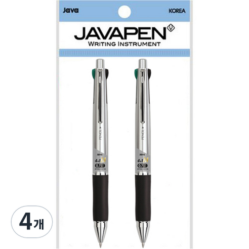 자바펜 제트4+1M 멀티펜 0.7mm, 메탈실버, 4개