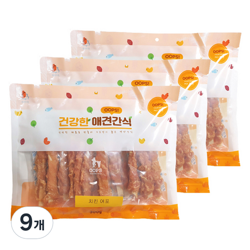 웁스 건강한 애견간식, 치킨어포, 300g, 9개