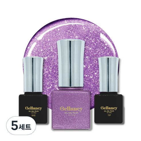 벨랑시 원스텝 젤네일 5ml + 젤네일 베이스 5ml + 젤네일 탑 5ml 세트, 5세트, 벨랑시 베이스 5ml+SN 38 퍼플 글리터 5ml+벨랑시 탑 5ml