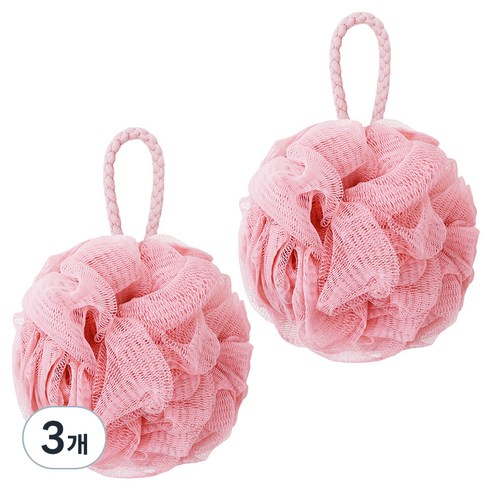 페르노엘 촘촘하고 부드러운 걸이형 버블 샤워볼 세트, 핑크, 2개입, 3개