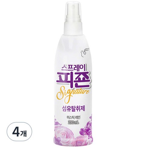 스프레이 피죤 섬유탈취제 강력탈취 시그니처, 200ml, 4개, 미스틱레인향