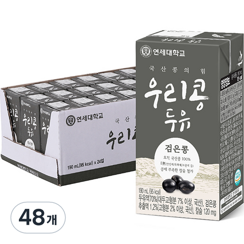 우리콩 두유 검은콩, 190ml, 48개