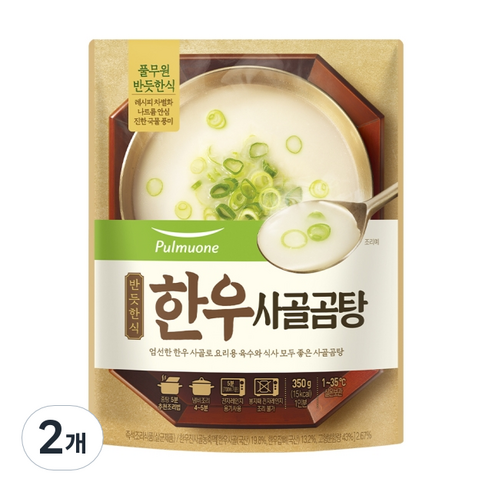 풀무원 반듯한식 한우 사골곰탕 실온, 350g, 2개