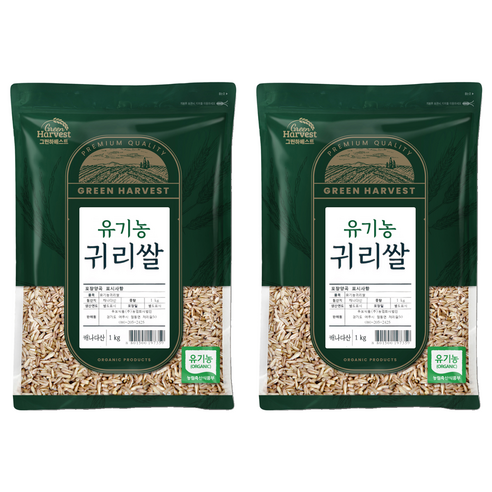 그린하베스트 캐나다산 유기농 귀리, 1kg, 2개