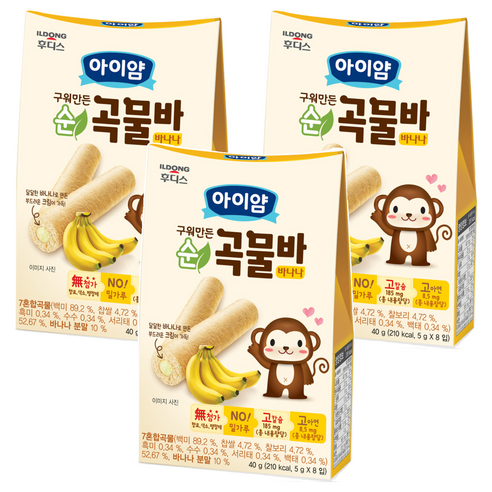 일동후디스 아이얌 순곡물바 바나나, 40g, 3개