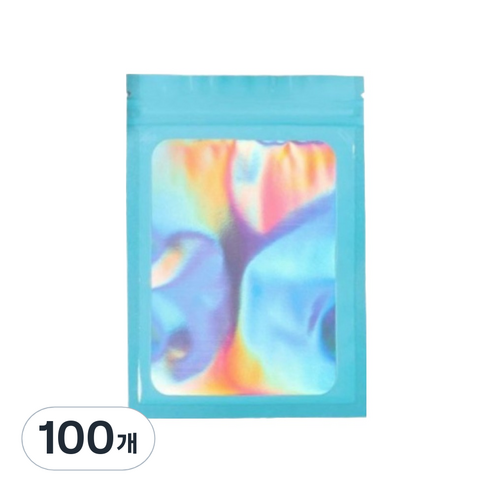 올하이 컬러풀 오로라 다용도 OPP 소품 포카 포장 지퍼백 슬리브 포장봉투 7.5 x 10 cm, 100개, 블루