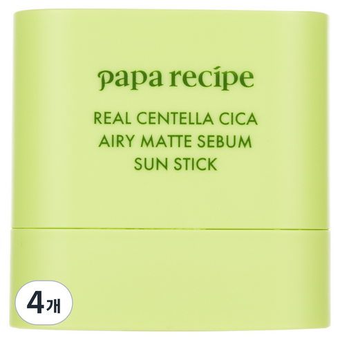파파레서피 리얼 센텔라 시카 에어리 매트 세범 선스틱 SPF 50+ PA++++, 10g, 4개