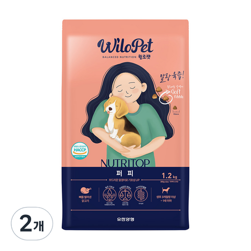 윌로펫 퍼피 뉴트리탑 반려견 소프트사료, 닭, 1.2kg, 2개