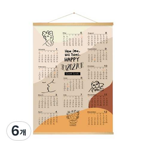 2021 스크롤 우드 캘린더, 6개, type A