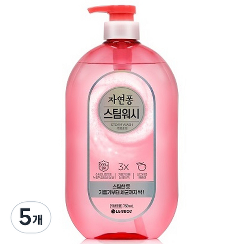 자연퐁 스팀워시 주방세제 용기형 애플향, 750ml, 5개