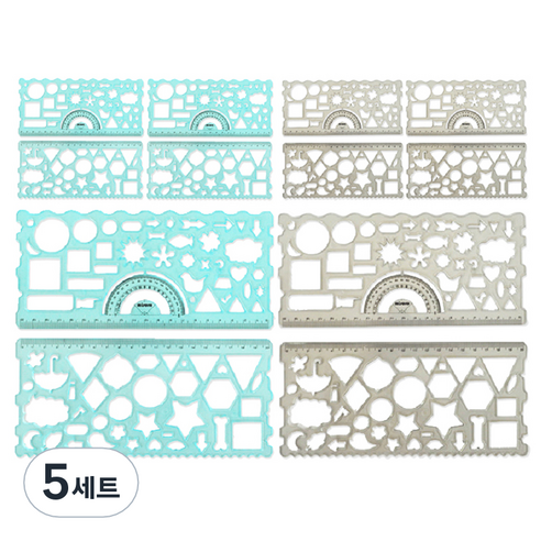 미소로 1000 모양자 하늘 2종 x 3p + 회색 2종 x 3p 세트 1195, 하늘, 회색, 5세트