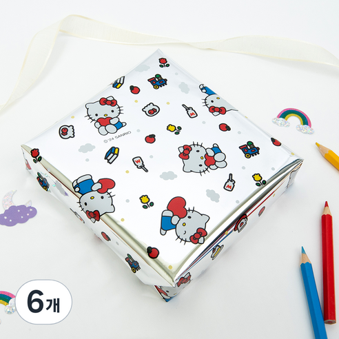 산리오 헬로키티 메탈롤 포장지 중, 실버, 6개