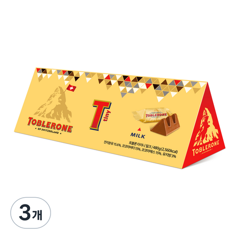 토블론 타이니 밀크초콜릿, 480g, 3개