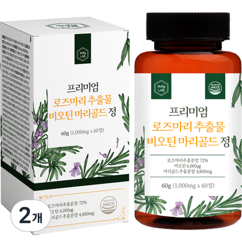 데일리랩 프리미엄 로즈마리 추출물 비오틴 마리골드 정, 60정, 2개