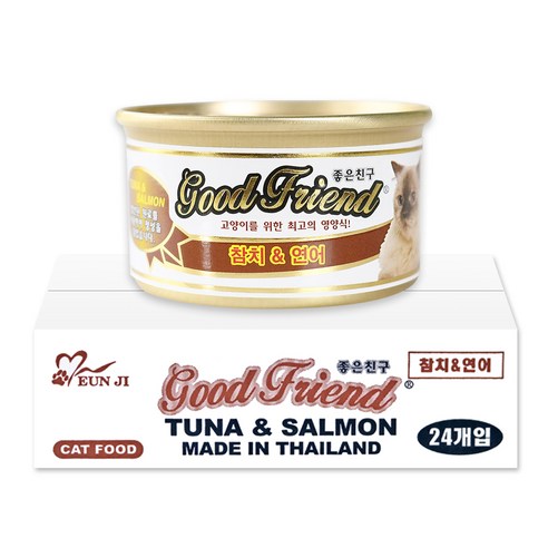 굿프랜드 고양이 캔 85 g 생선, 참치 + 연어 혼합맛, 24개입