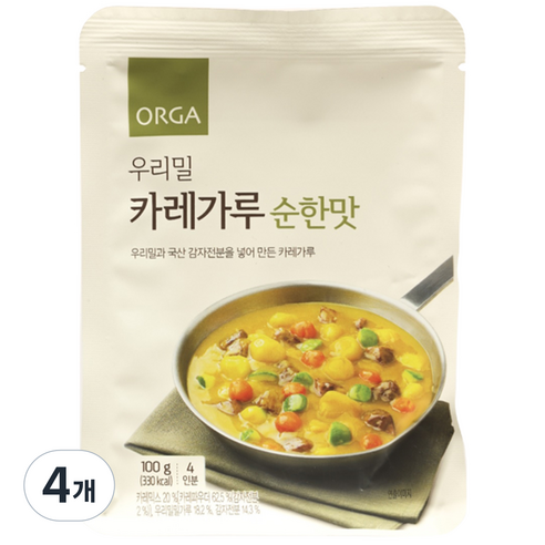 올가홀푸드 우리밀 카레가루 순한맛, 100g, 4개