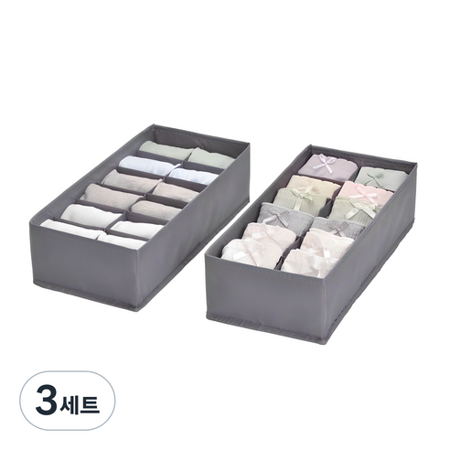 코멧 홈 프리미엄 속옷정리함 12칸 2개입, 그레이, 3세트
