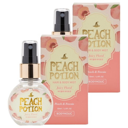 바디홀릭 바디미스트 피치포션 피치 앤 프리지아향, 50ml, 2개