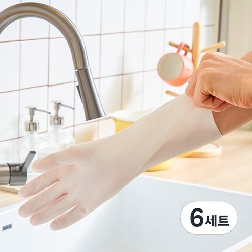 코멧 질긴 니트릴 고무장갑, 화이트, 중(M), 6세트