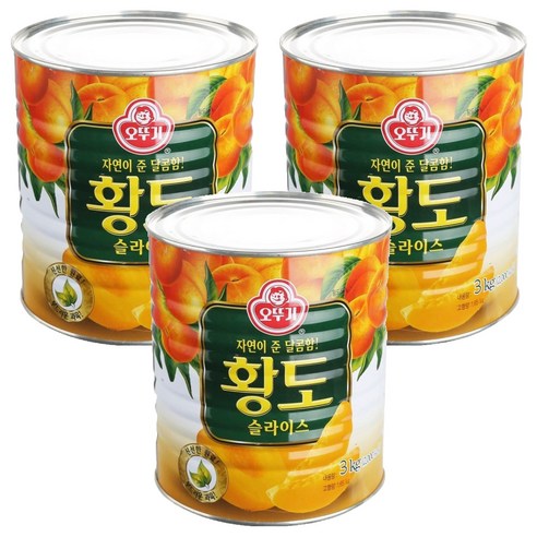 오뚜기 황도 슬라이스 통조림, 3kg, 3개