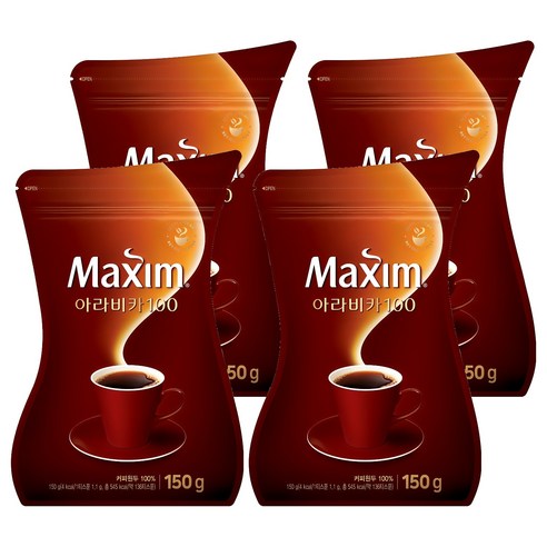 맥심 아라비카 100 원두 커피, 150g, 1개입, 4개