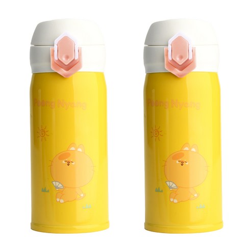 상상앤드 풍냥 멍지 텀블러, 옐로우, 350ml, 2개