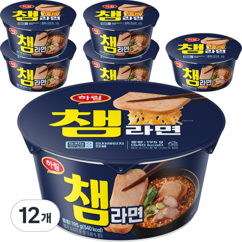 하림 챔라면 컵 195g, 12개