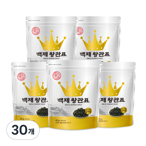 광천김 백제 왕관표 김자반, 40g, 30개