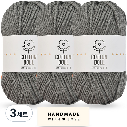 니뜨 코튼돌실 50g x 3p + 코튼 라벨 세트, 3세트, 21 진그레이