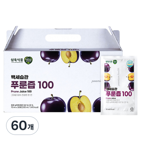 삼육 백세습관 푸룬즙 100, 70ml, 60개