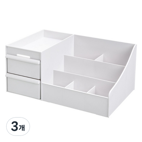 피앤케이 다용도 데스크 서랍 보관함, 화이트, 3개