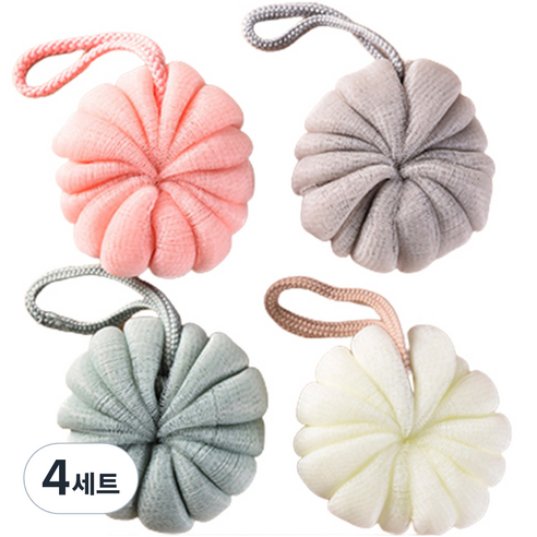 일상마스터 저자극 무드온 샤워볼 4종 세트, A타입 핑크, 아이보리, 그린, 그레이, 4세트