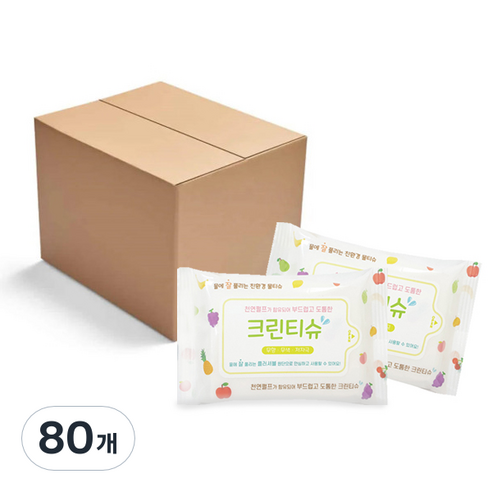 크린티슈 물에 잘풀어지는 물티슈, 20매, 80개