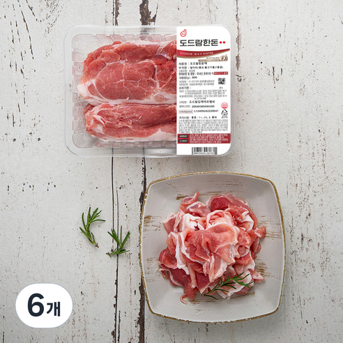 도드람한돈 앞다리 불고기용 1등급 (냉장), 800g, 6개