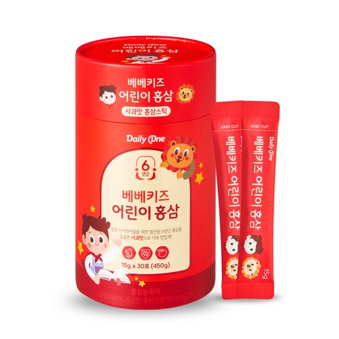 데일리원 베베키즈 어린이 홍삼 30포, 450g 
홍삼/인삼