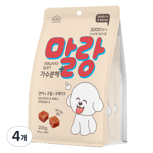 강아지 말랑소프트 가수분해 + 오메가3 간식 4p, 200g, 4개