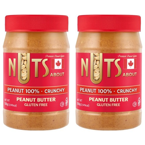 넛츠어바웃 100% 땅콩버터 크런치, 2개, 500g