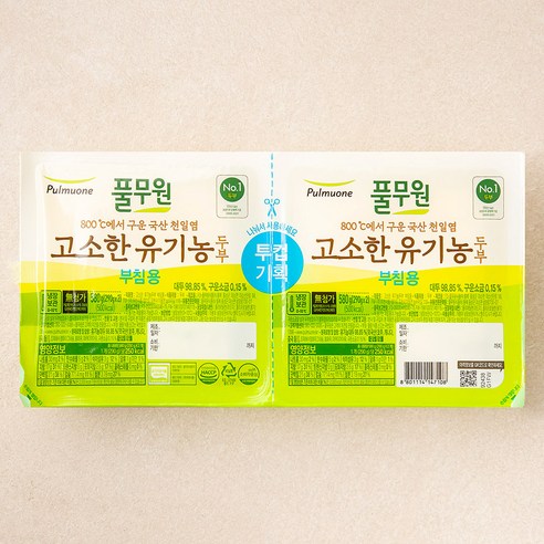풀무원 유기농 고소한 투컵 두부 580g, 1개 
채소