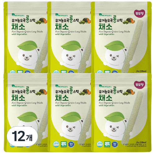 또또맘 유기농 오곡 롱스틱 30g, 12개, 채소