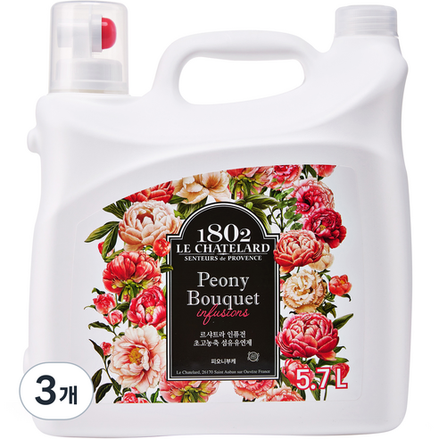 르샤트라1802 인퓨전 초고농축 섬유유연제 피오니부케향, 5.7L, 3개